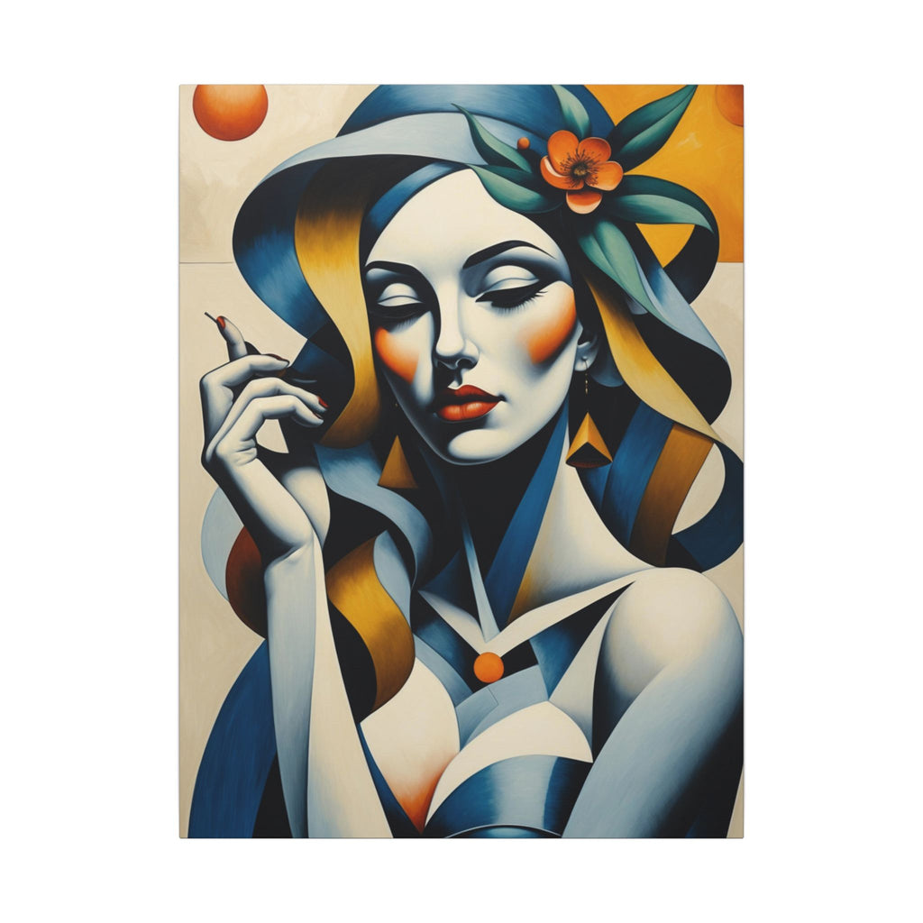 Blue Reverie – Geometric Female Portrait Canvas Print