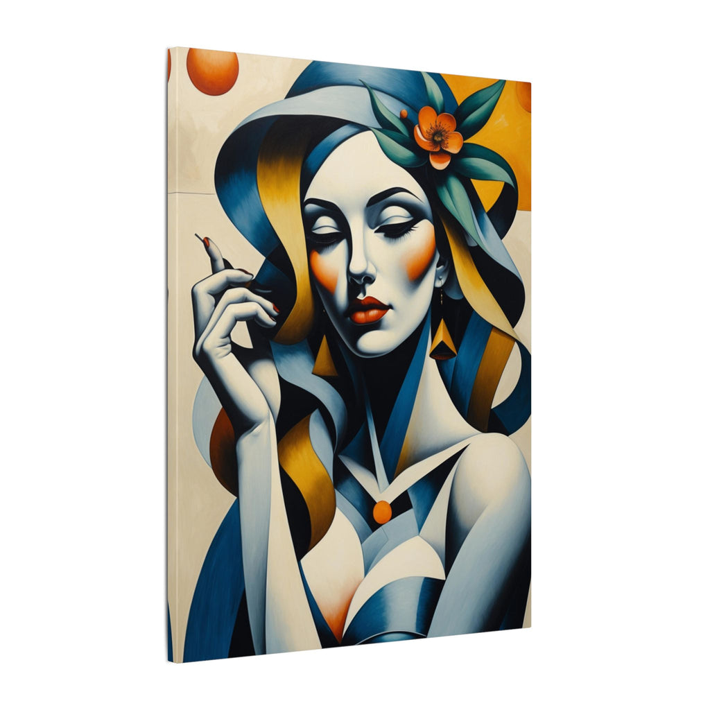 Blue Reverie – Geometric Female Portrait Canvas Print