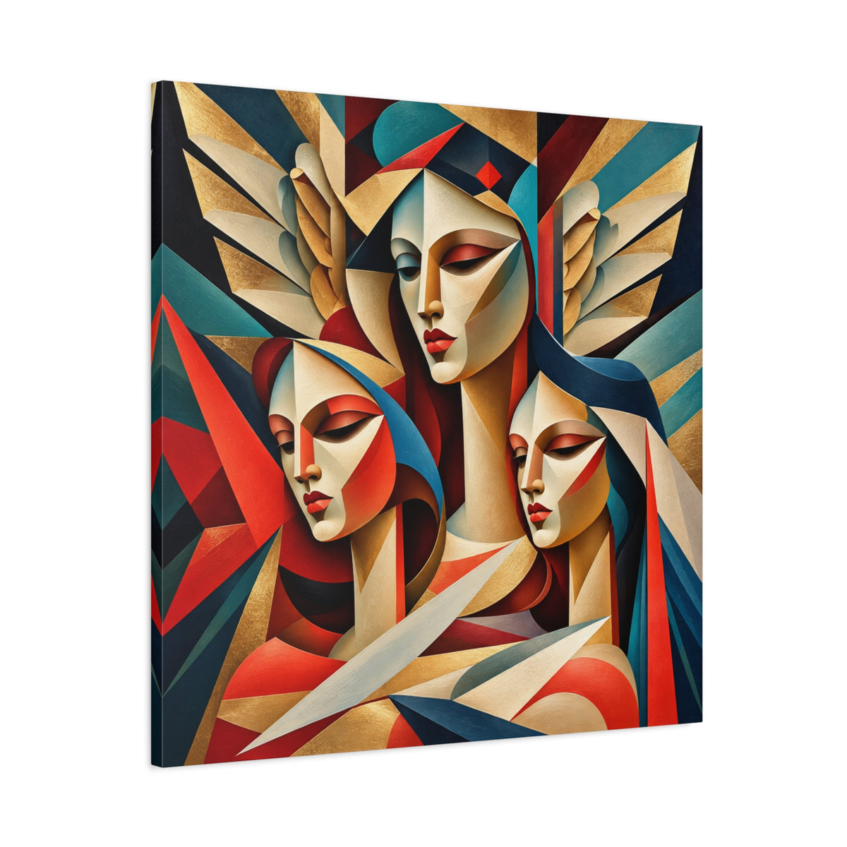 Triad of Grace — Art Deco Cubist Angel Fine Art Print