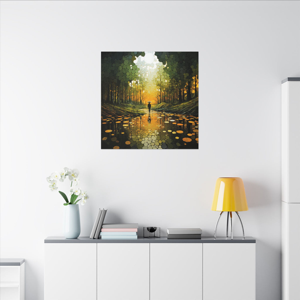 Into the Gold – Abstract Forest Landscape Canvas Print