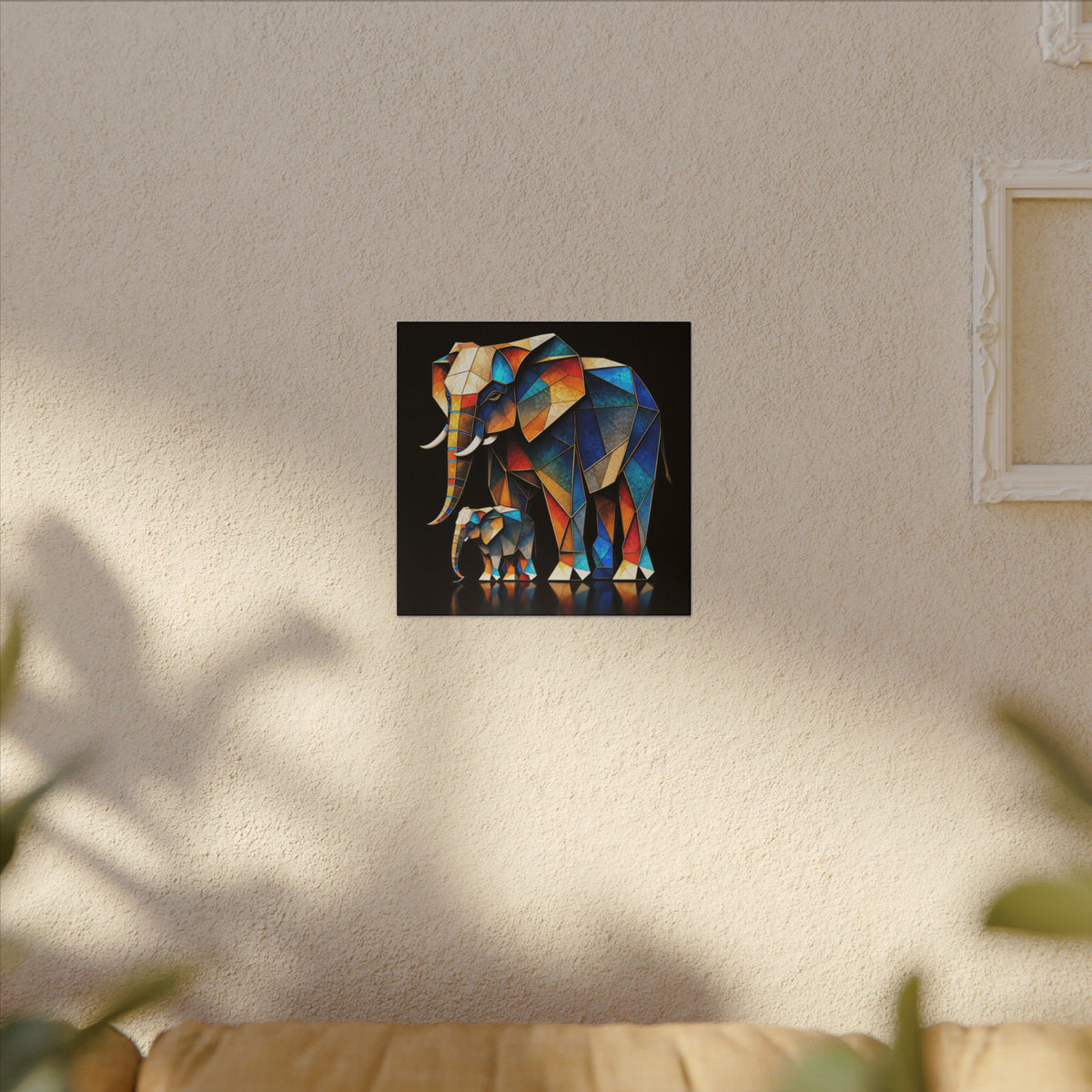 Inheritance of Strength – Geometric Elephant Family Canvas Print