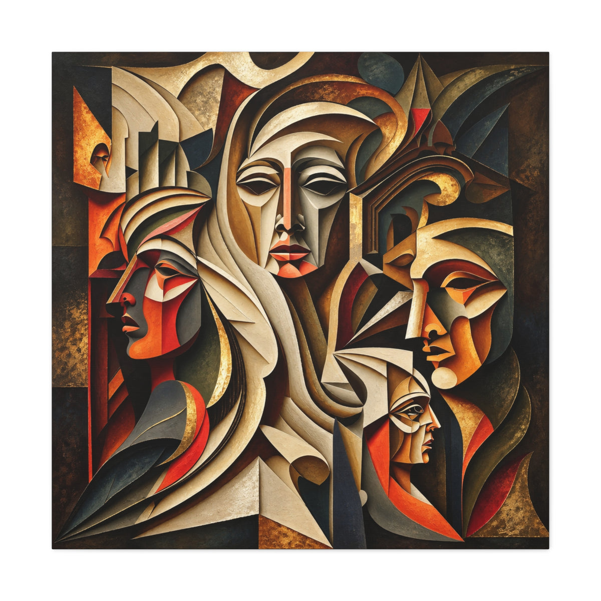 Ancestral Protectors | Cubist Spiritual Wall Art