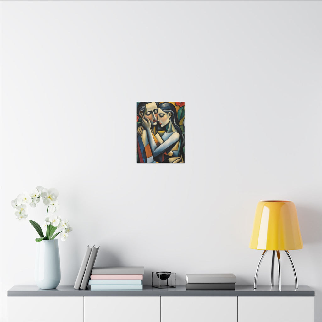 Close Enough to Hear – Modern Geometric Couple Portrait Canvas Print