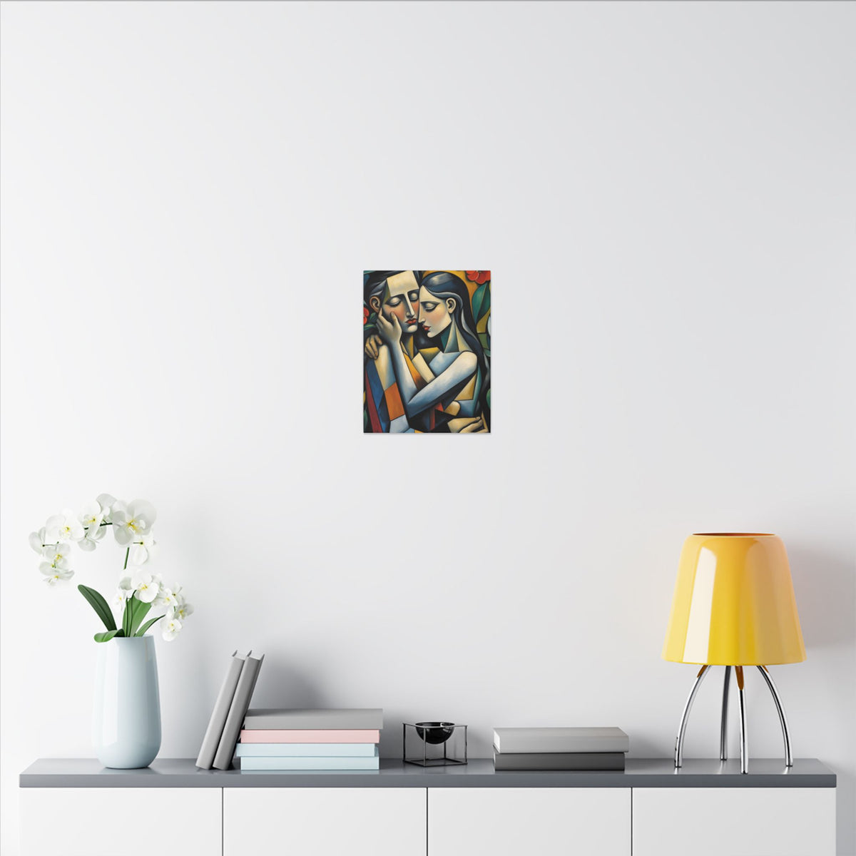 Close Enough to Hear – Modern Geometric Couple Portrait Canvas Print