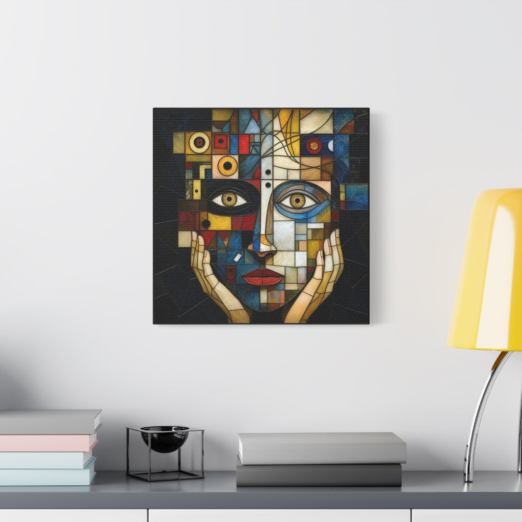 Seen From Within — Cubist Stained Glass Woman Portrait Wall Art