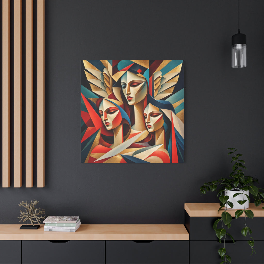 Triad of Grace — Art Deco Cubist Angel Fine Art Print