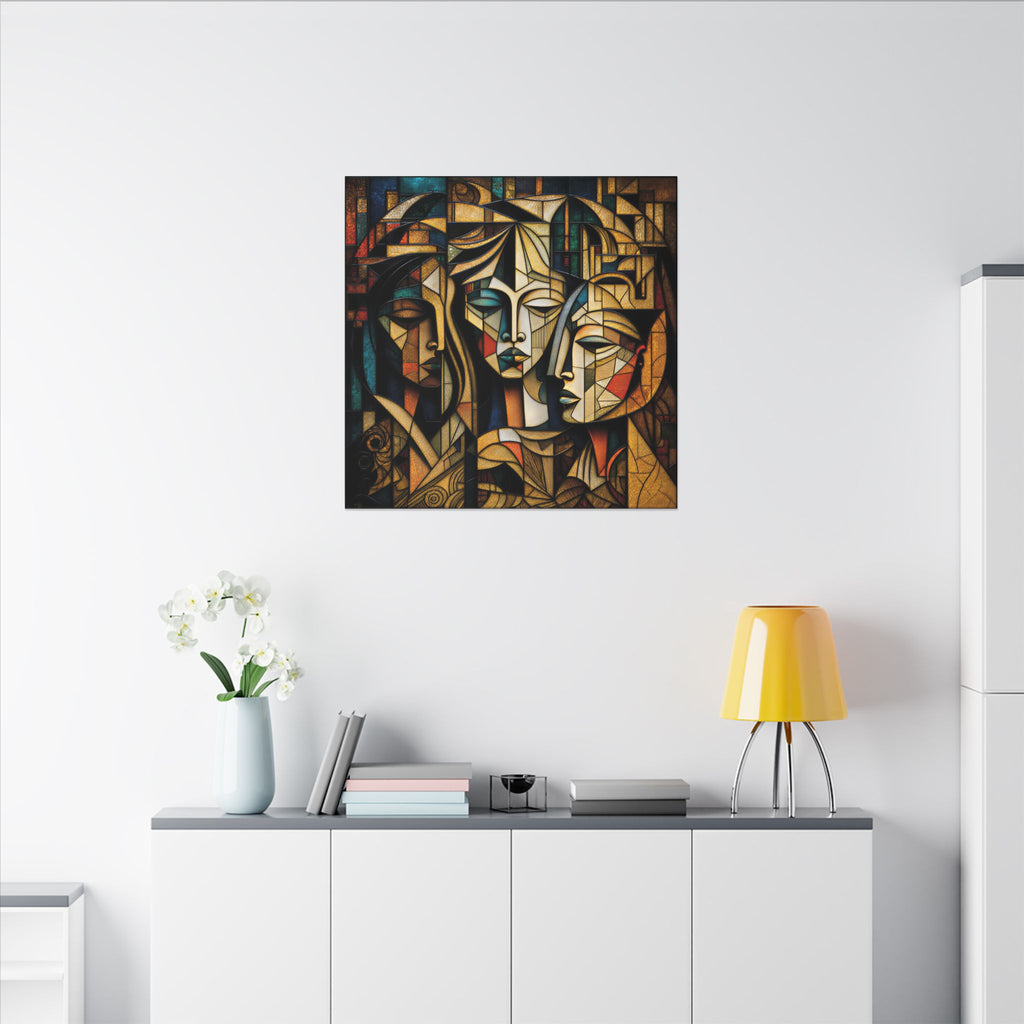 The Three Within – Cubist Triple Portrait Canvas Print