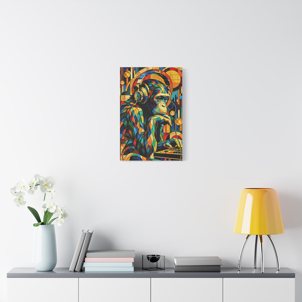 Primate Frequencies — Stained Glass DJ Monkey Fine Art Print