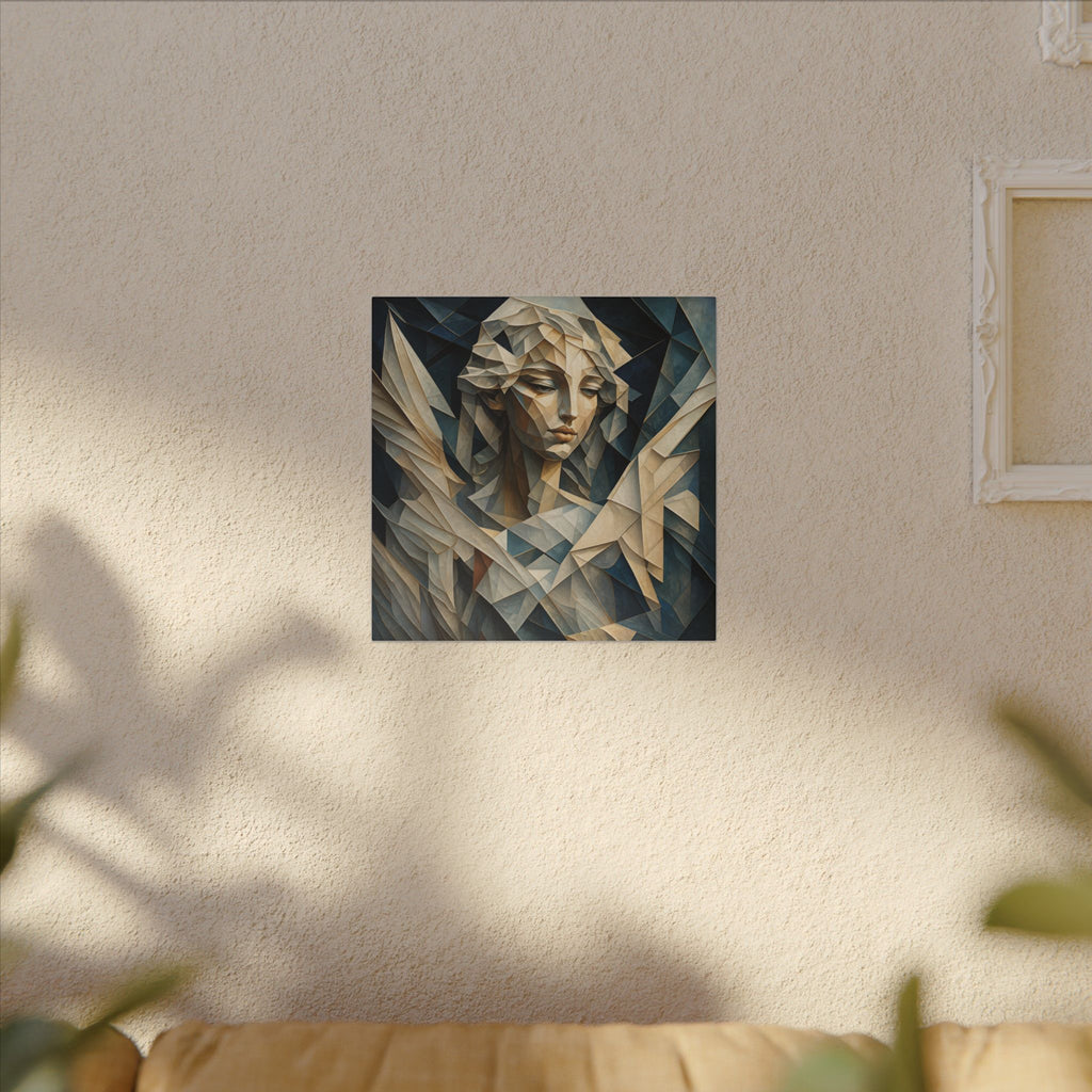 Quiet Messenger – Faceted Cubist Angel Canvas Print
