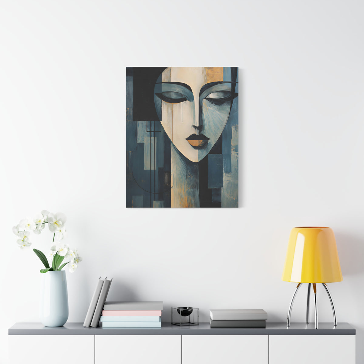 The Quiet Between — Modern Cubist Woman Fine Art Print