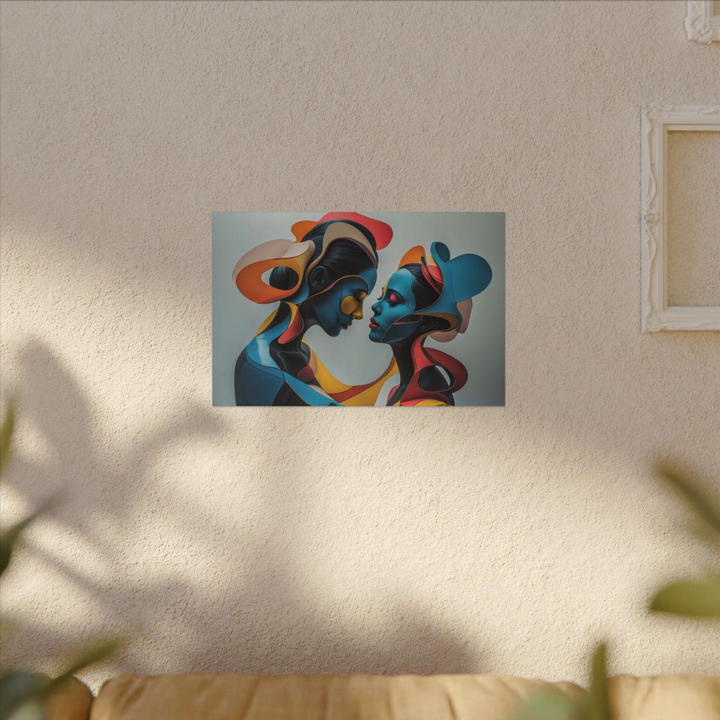 Almost Touching – Futurist Dual Portrait Canvas Print