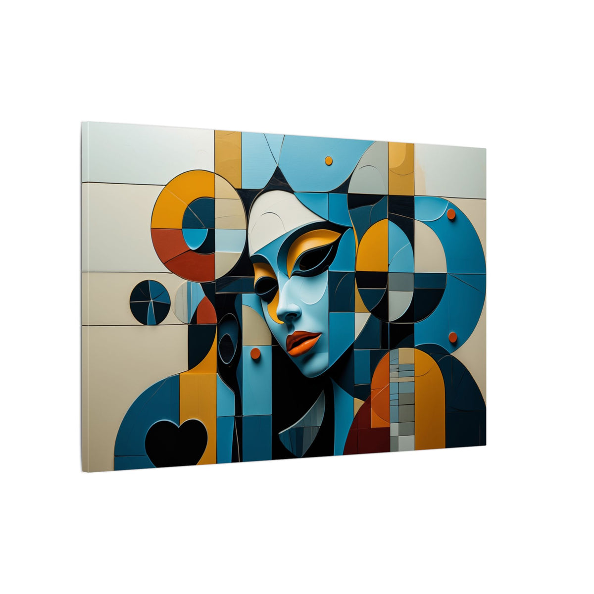 Heart in the Geometry – Geometric Abstract Female Portrait Canvas Print