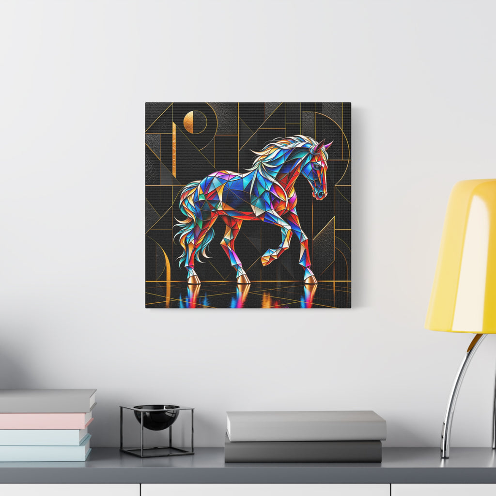 Prismatic Stallion — Stained Glass Geometric Horse Wall Art