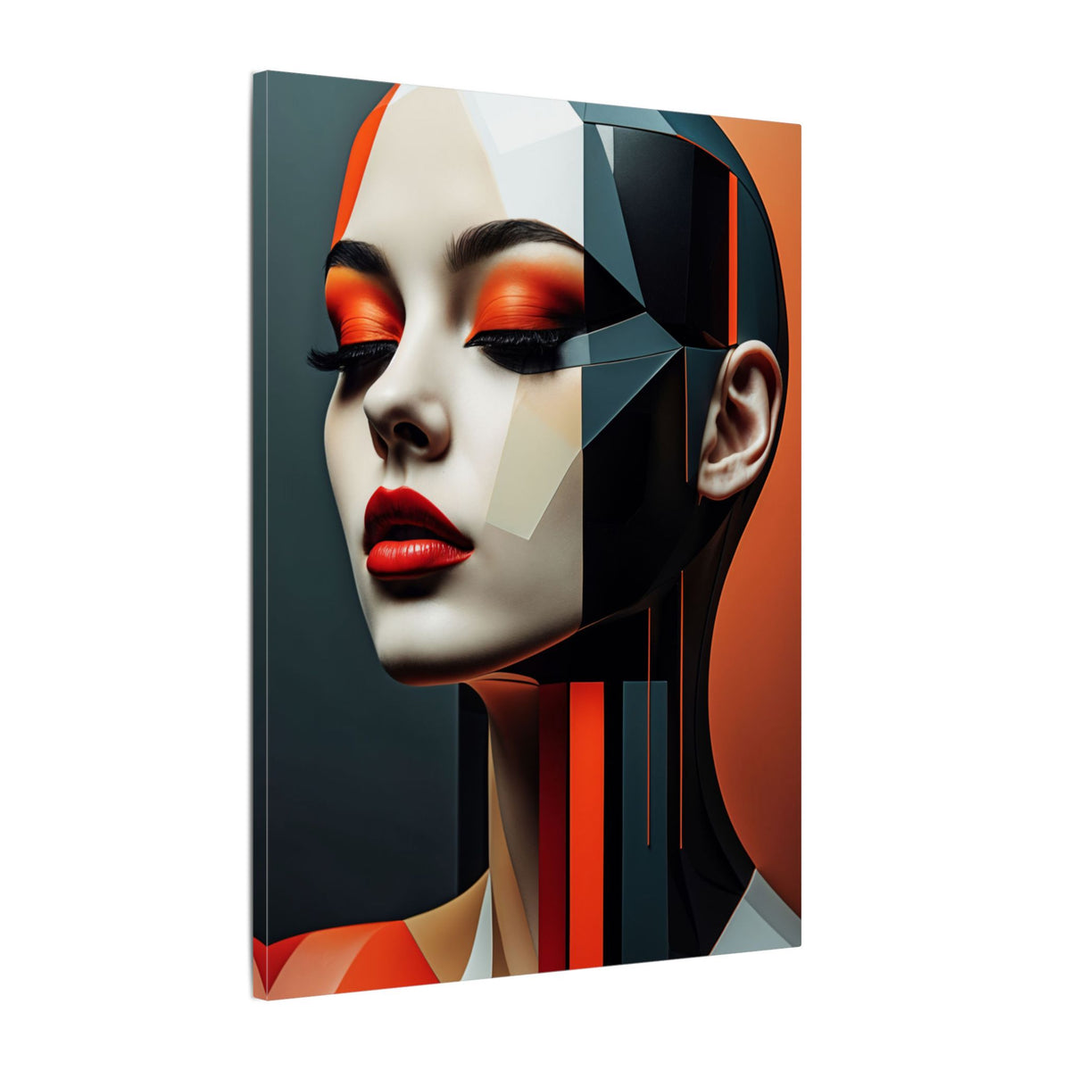 Quiet Voltage – Futurist Geometric Female Portrait Canvas Print
