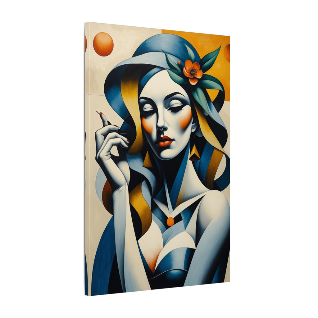 Blue Reverie – Geometric Female Portrait Canvas Print