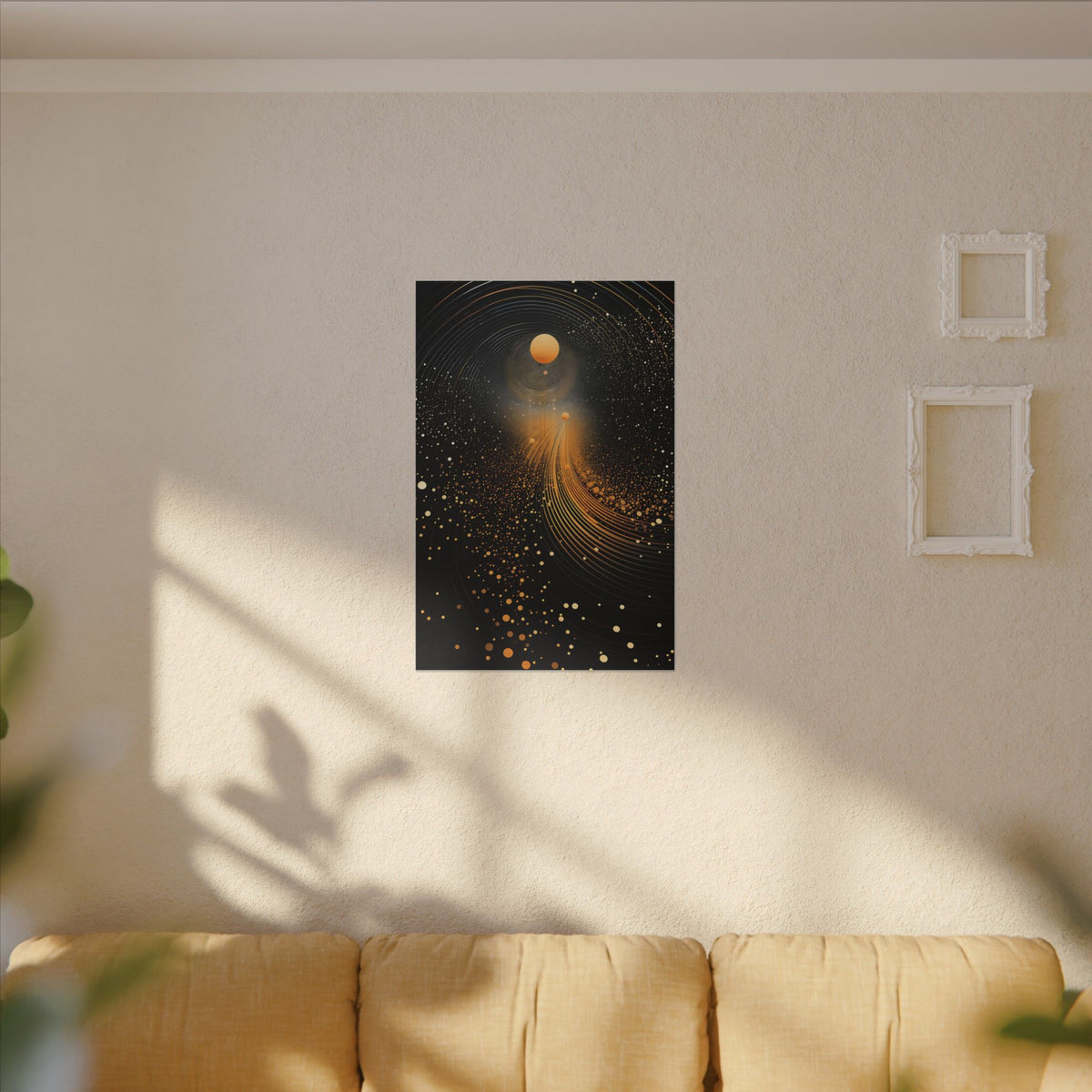 Into the Infinite – Black Gold Celestial Abstract Canvas Print