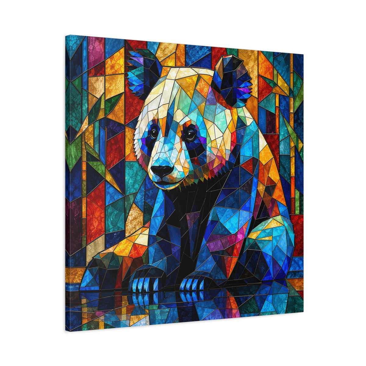 Prismatic Panda — Stained Glass Geometric Animal Wall Art