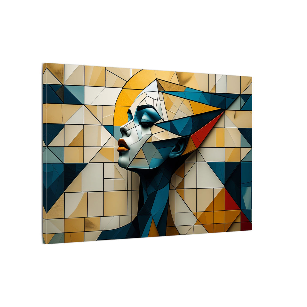Measured Grace – Geometric Female Profile Canvas Print