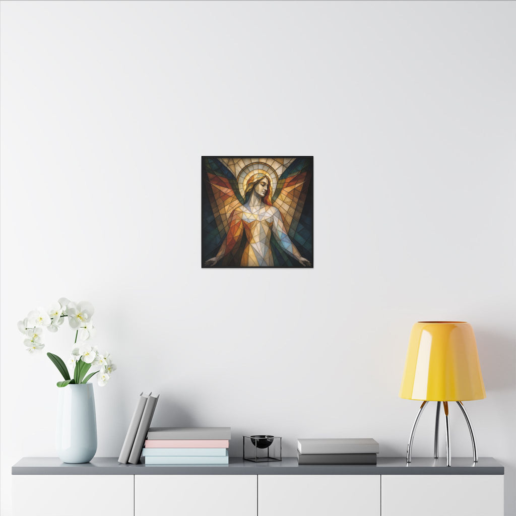 Grace in Light – Geometric Stained Glass Angel Canvas Print
