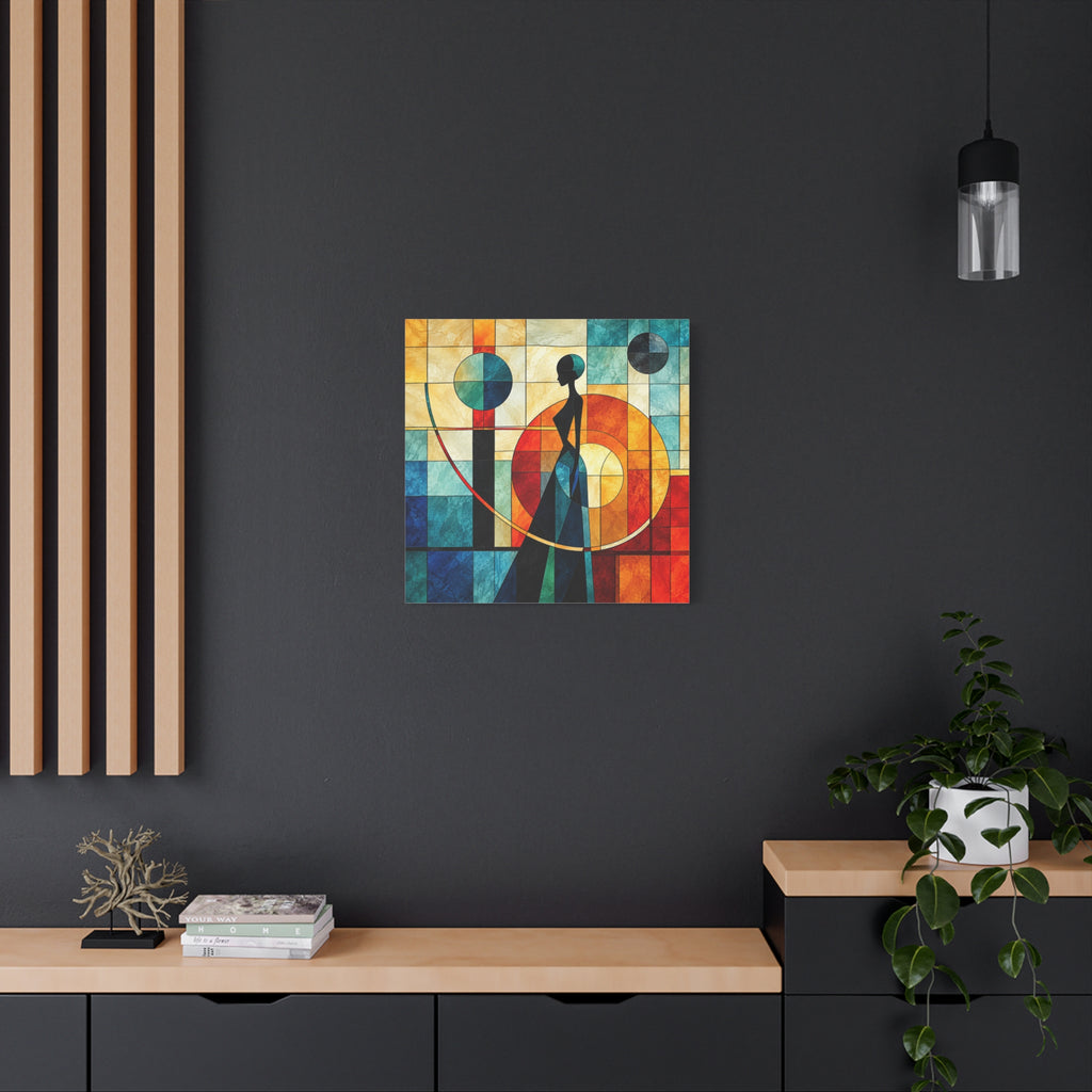Poise in Motion — Art Deco Stained Glass Woman Canvas