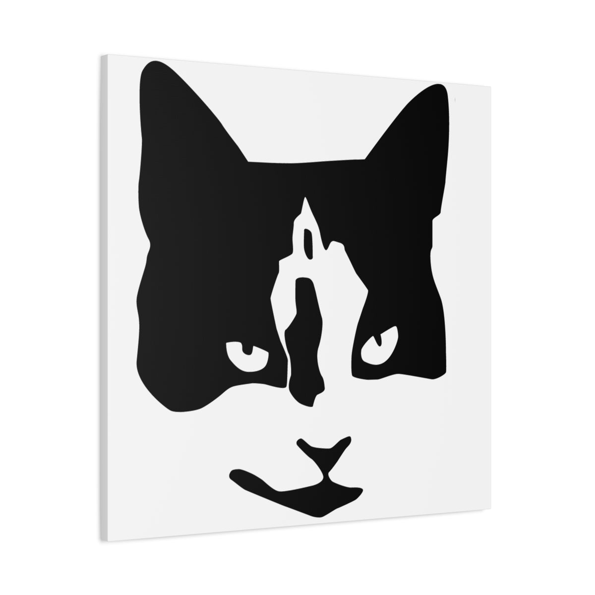 Black Mask – Minimal Black and White Abstract Cat Face Canvas Print
