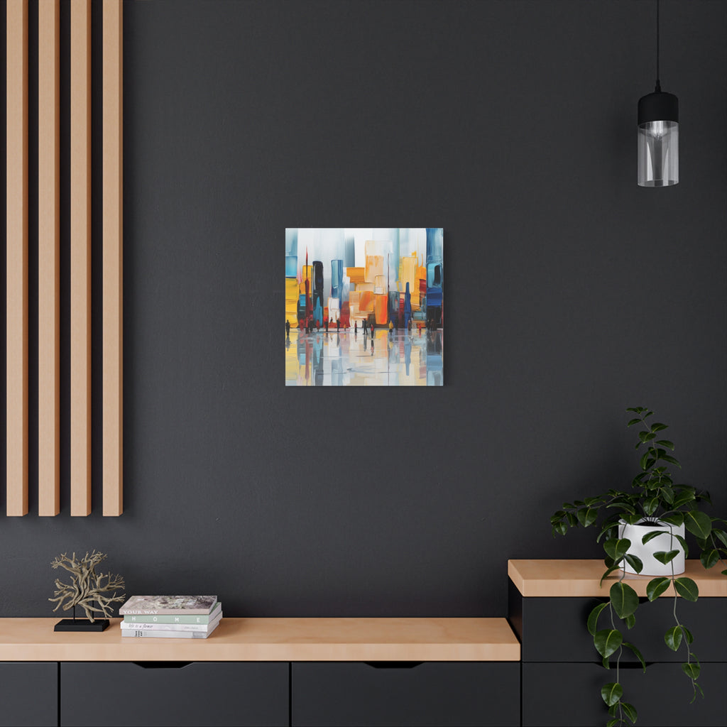 City in Reflection – Abstract Urban Skyline Canvas Print