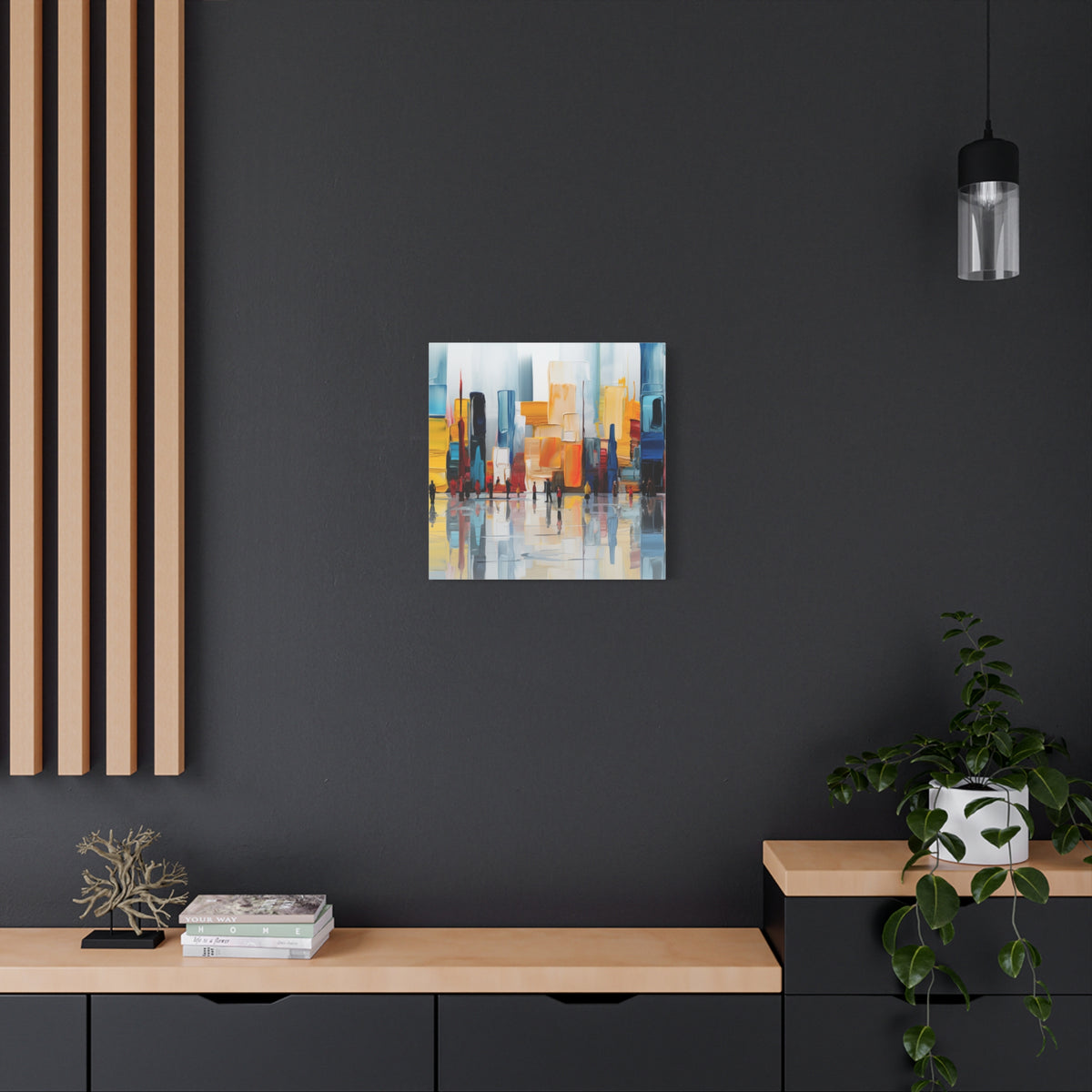 City in Reflection – Abstract Urban Skyline Canvas Print