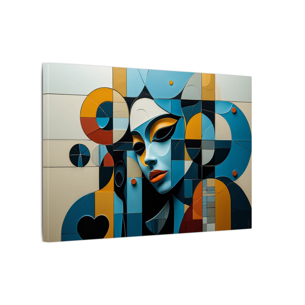 Heart in the Geometry – Geometric Abstract Female Portrait Canvas Print