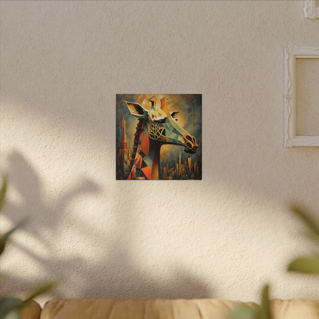 The Gilded Watcher — Cubist Giraffe Art Print