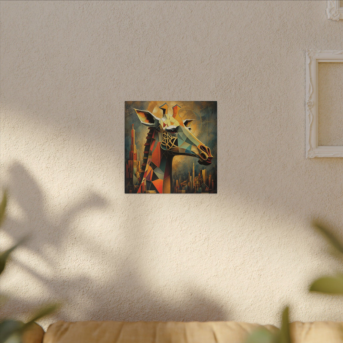 The Gilded Watcher — Cubist Giraffe Art Print