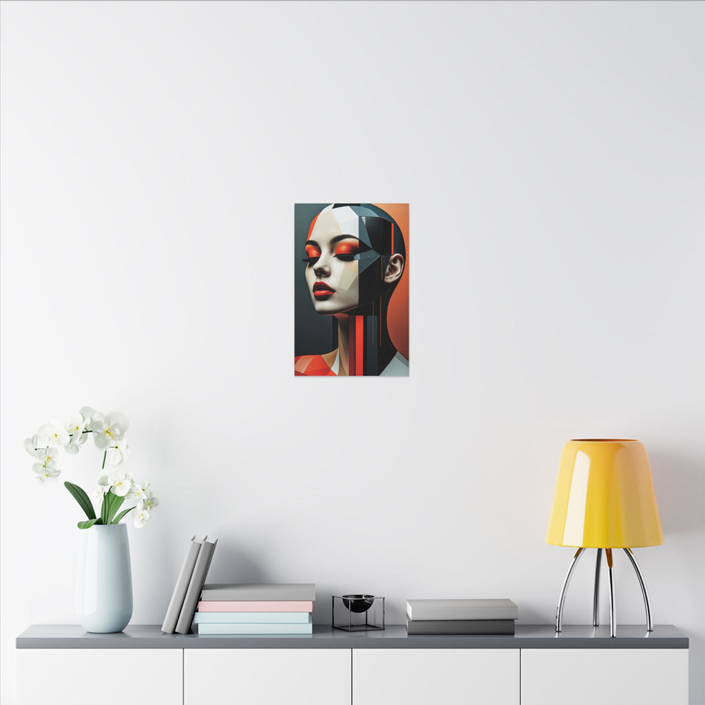 Quiet Voltage – Futurist Geometric Female Portrait Canvas Print