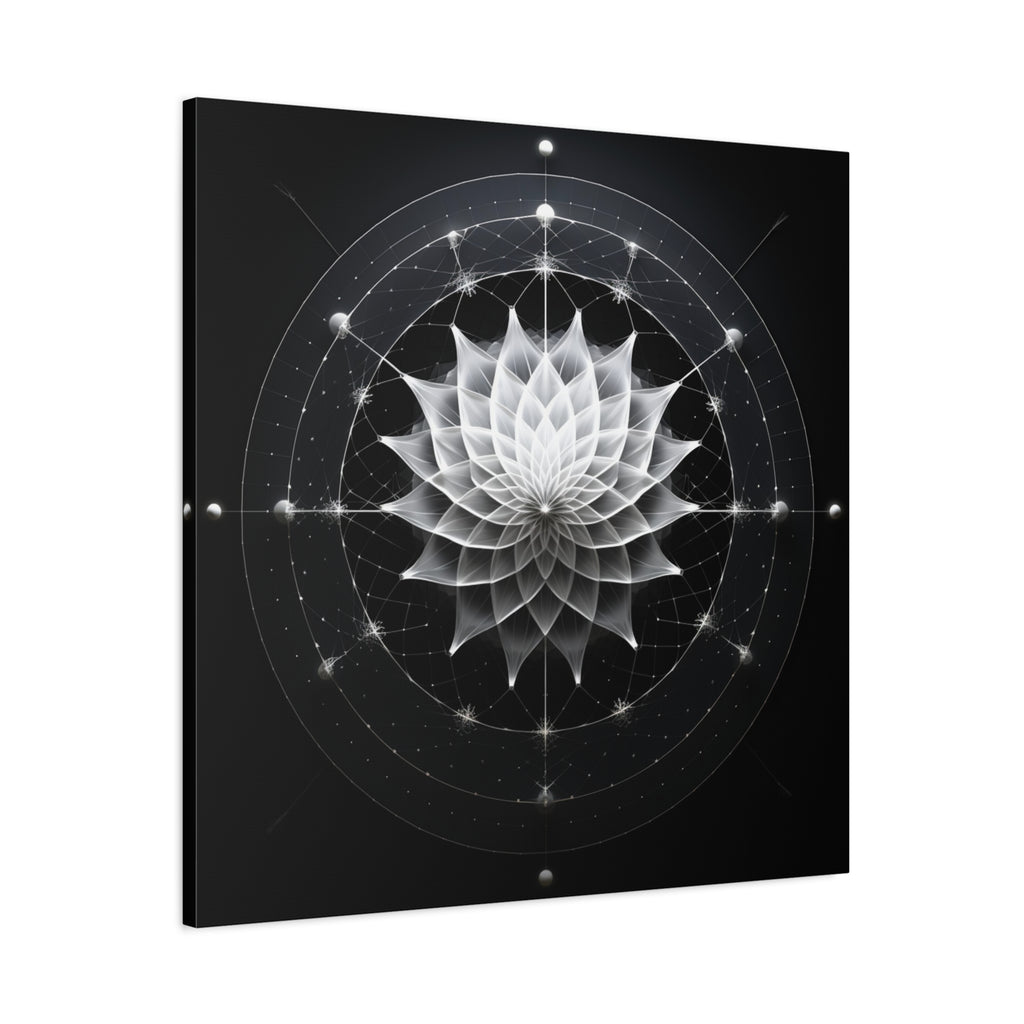 Orbit of Stillness — Monochrome Sacred Geometry Lotus Wall Art