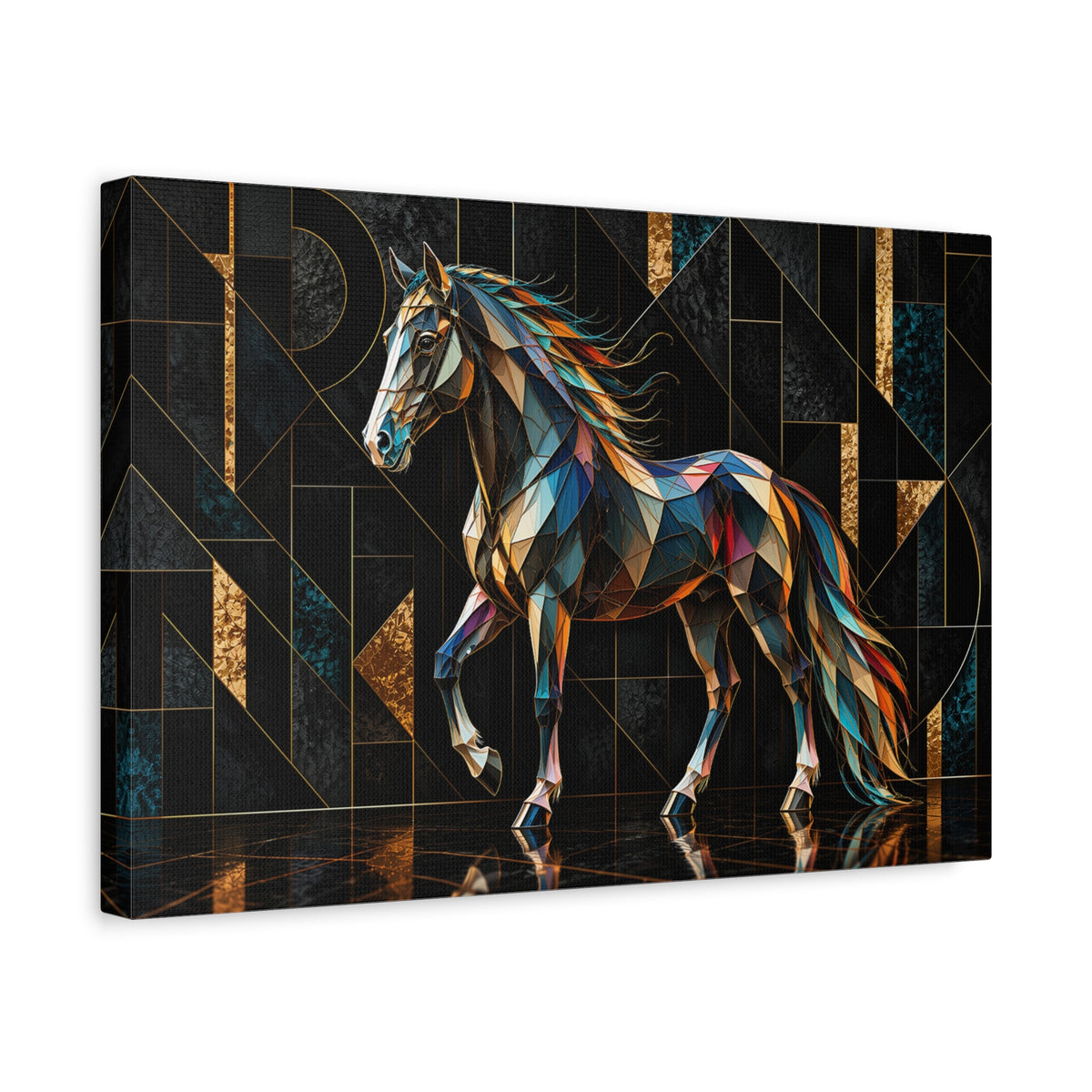 Prismatic Noir Stallion Matte Canvas Wall Art