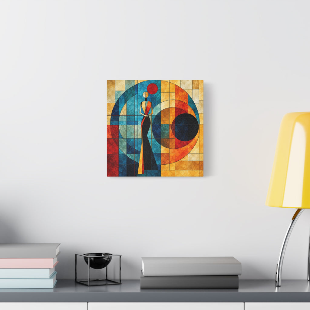 Orbit of Poise — Art Deco Stained Glass Woman Canvas