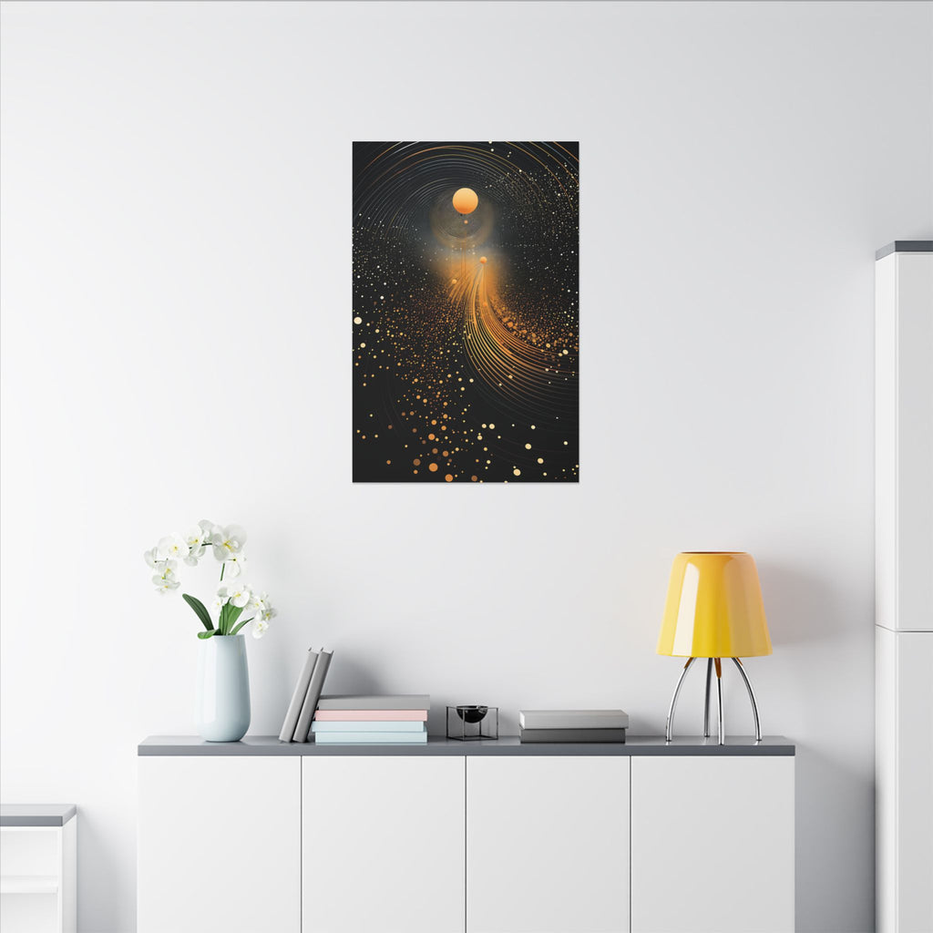 Into the Infinite – Black Gold Celestial Abstract Canvas Print