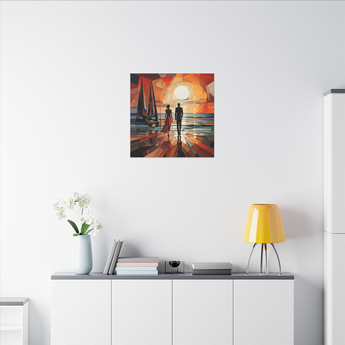 Toward the Last Light – Geometric Couple Sunset Canvas Print