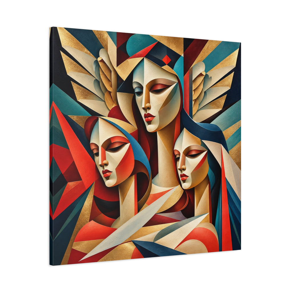 Triad of Grace — Art Deco Cubist Angel Fine Art Print