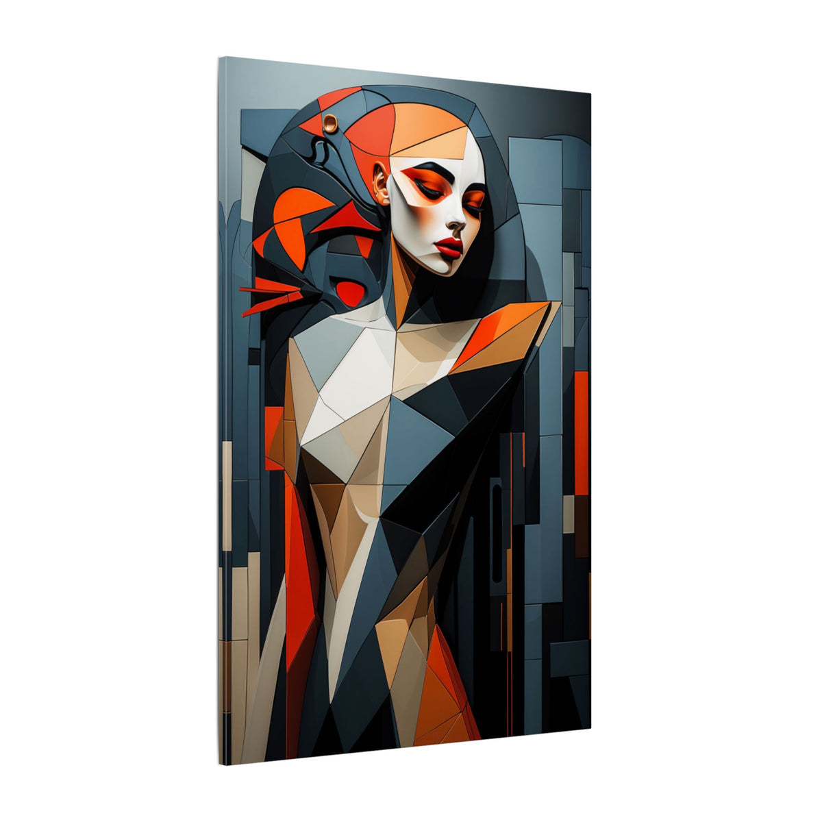 Composed in Structure – Geometric Female Portrait Canvas Print