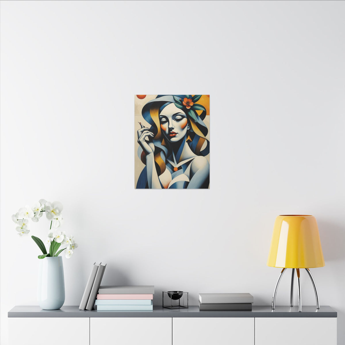Blue Reverie – Geometric Female Portrait Canvas Print