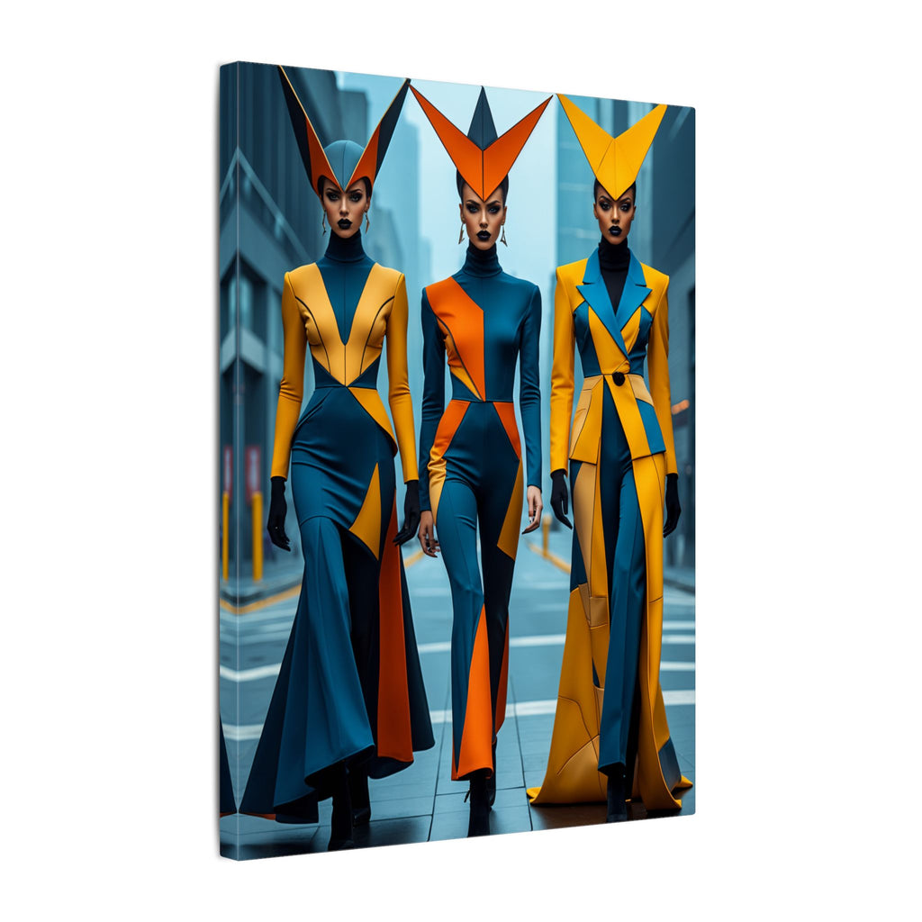 The Vanguard – Futurist Fashion Trio Canvas Print