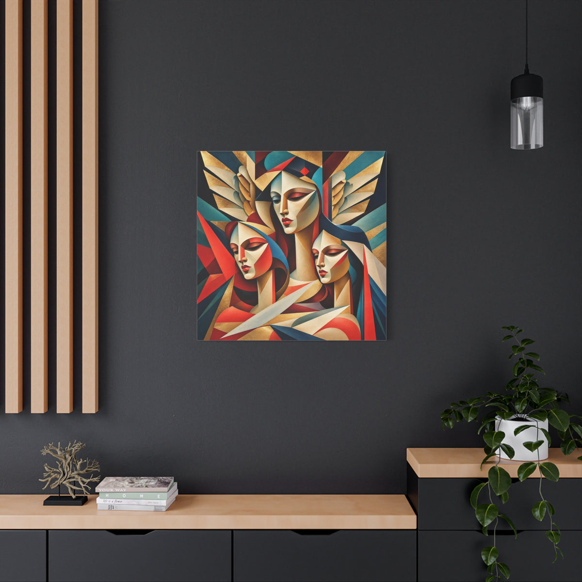 Triad of Grace — Art Deco Cubist Angel Fine Art Print