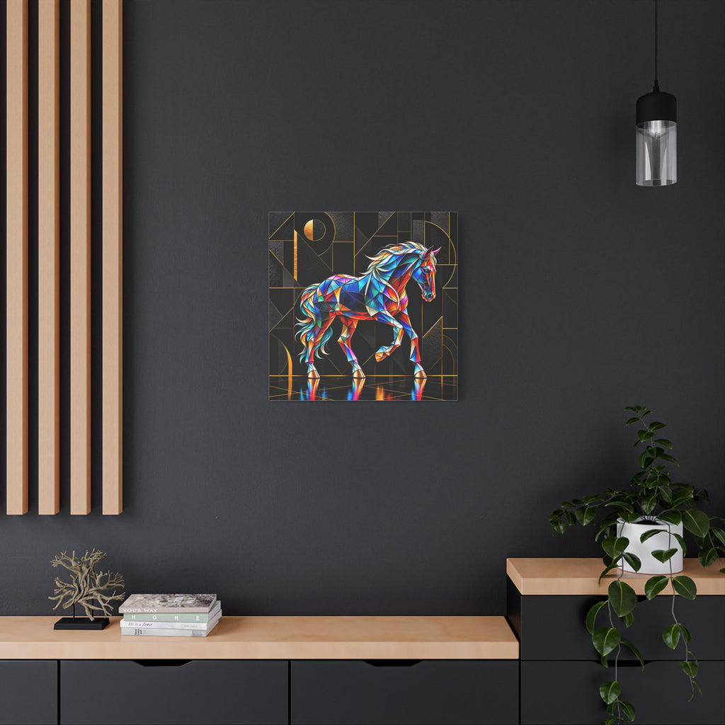 Prismatic Stallion — Stained Glass Geometric Horse Wall Art