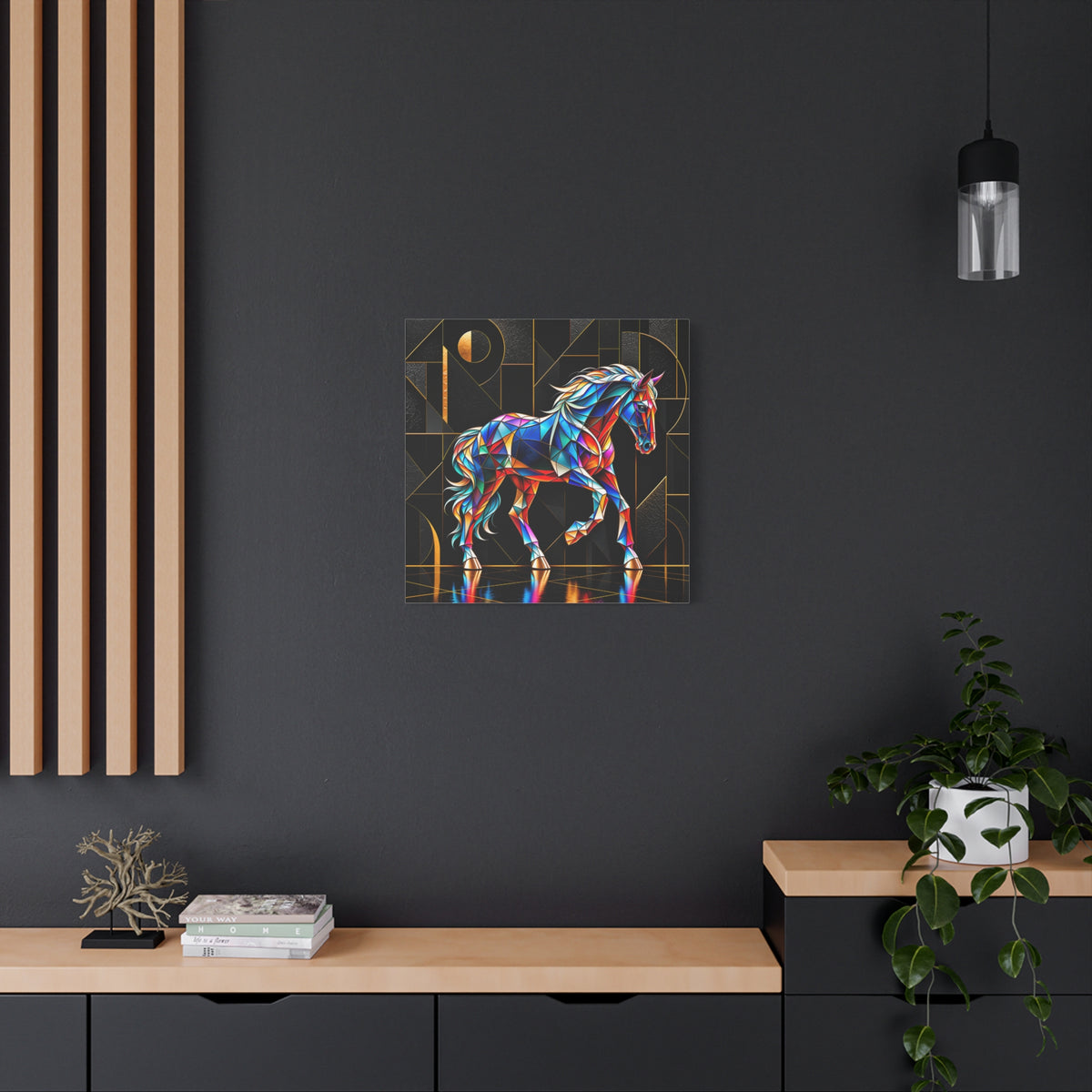 Prismatic Stallion — Stained Glass Geometric Horse Wall Art