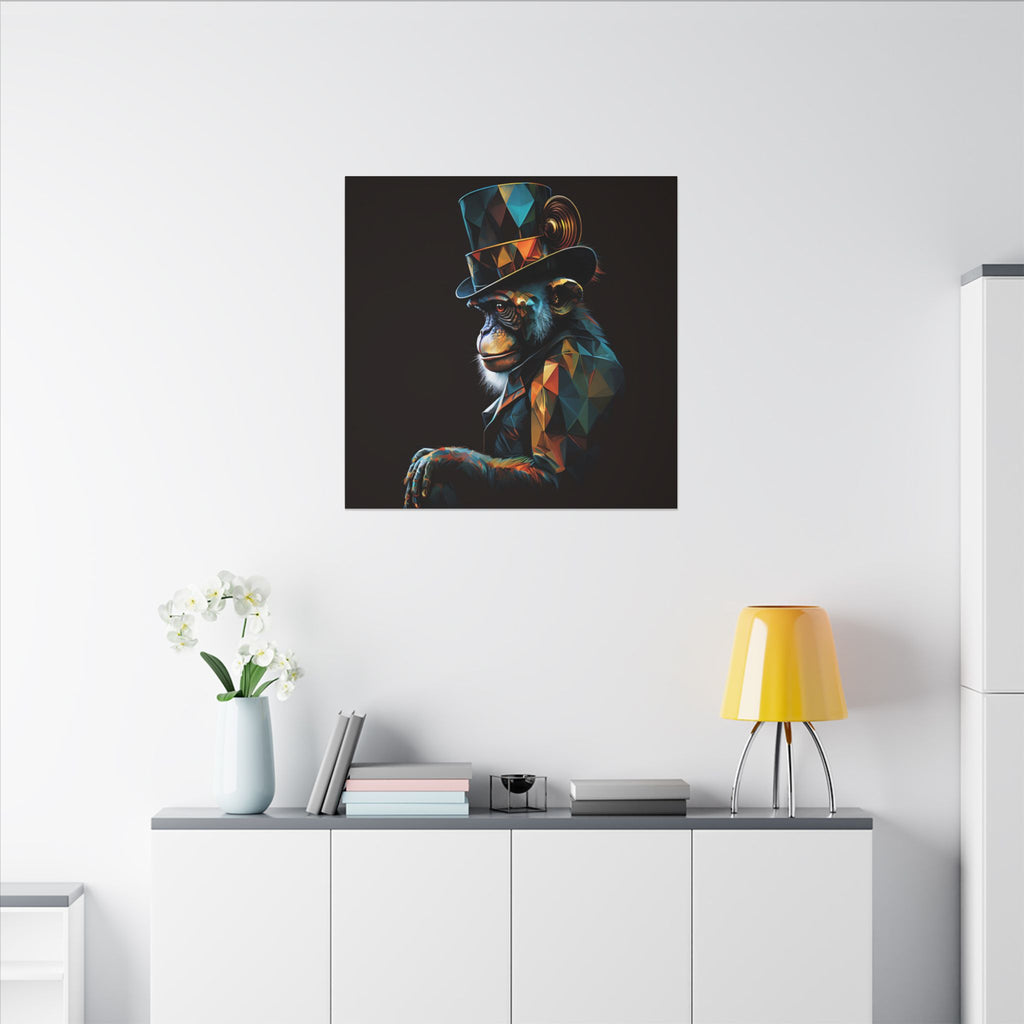 The Unusual Gentleman – Geometric Chimp Portrait Canvas Print