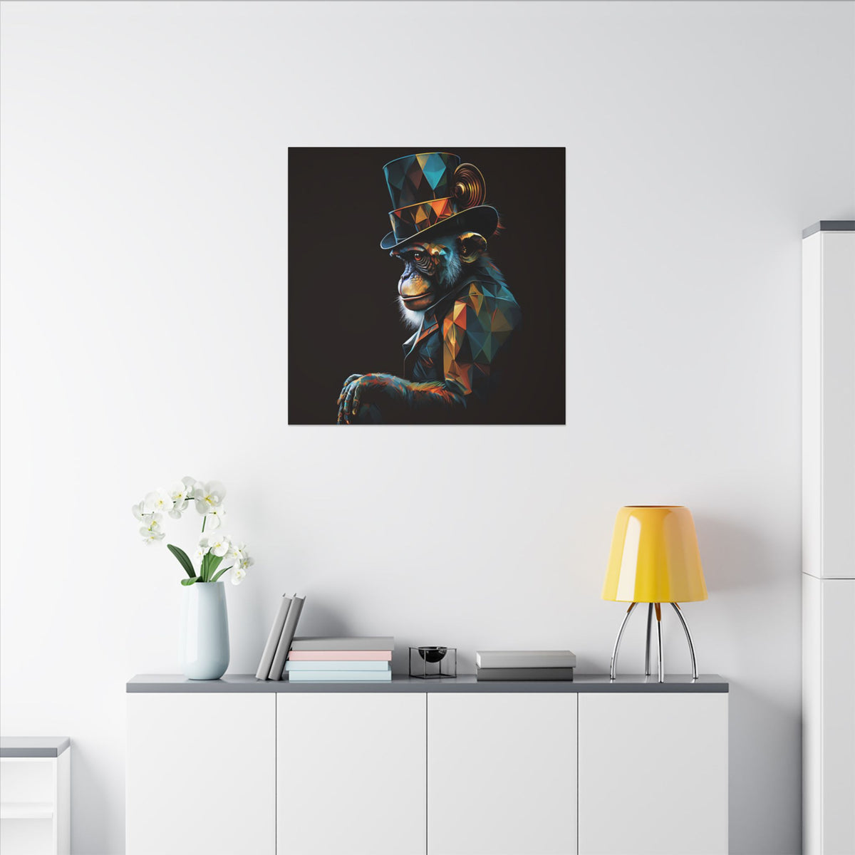The Unusual Gentleman – Geometric Chimp Portrait Canvas Print