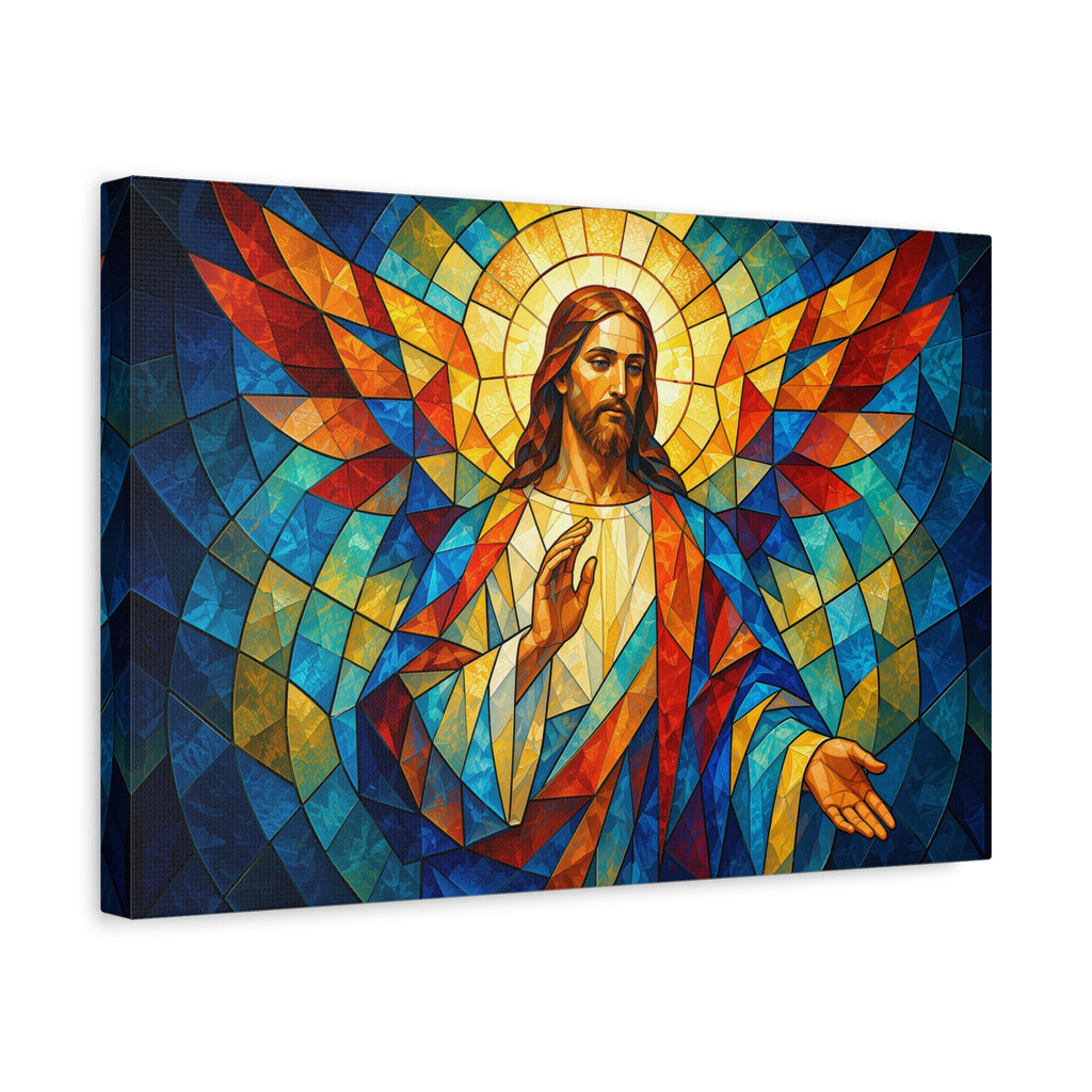 Open Hands of Grace - Cubist Stained Glass Jesus Canvas Print