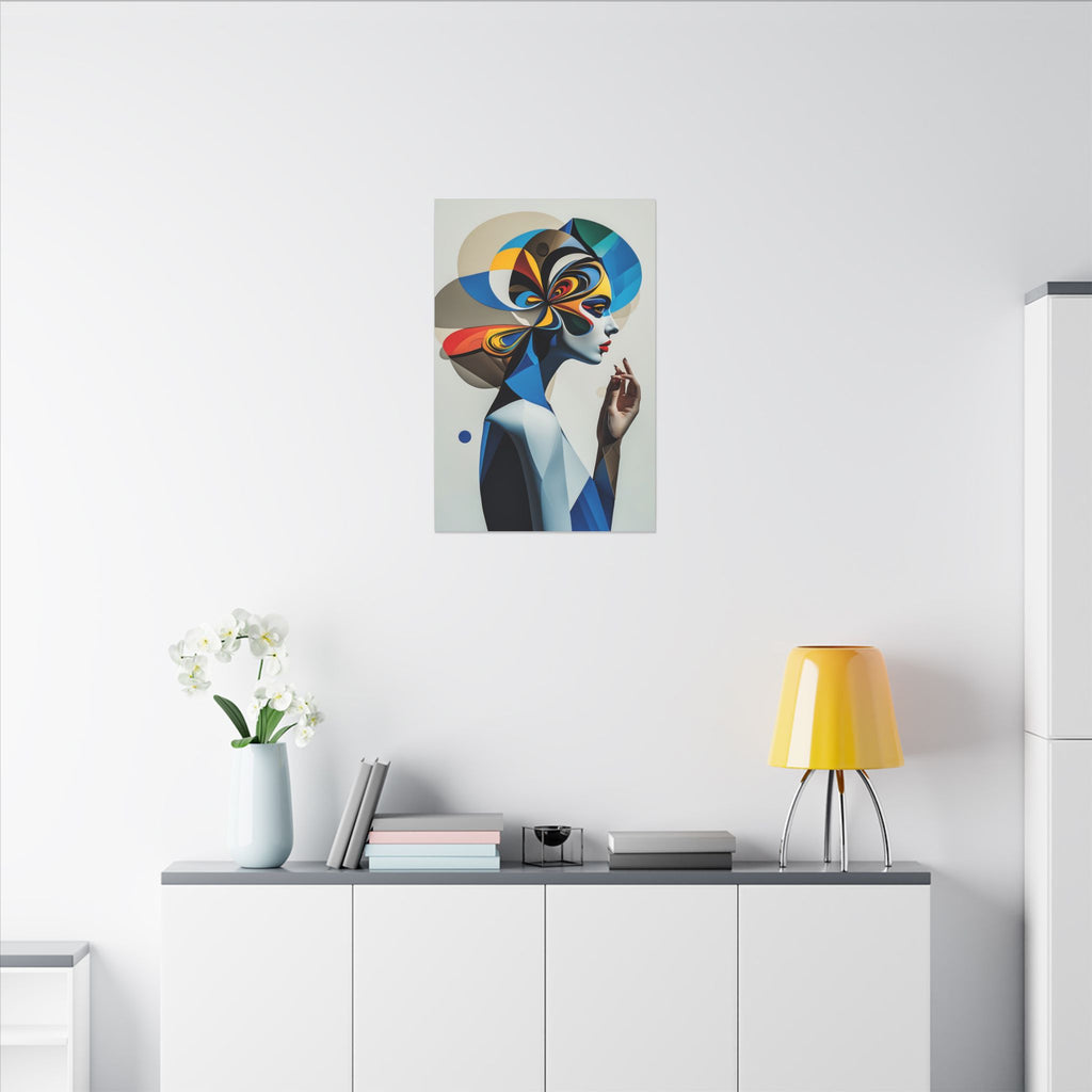 The Shape of Thought – Futurist Geometric Female Portrait Canvas Print