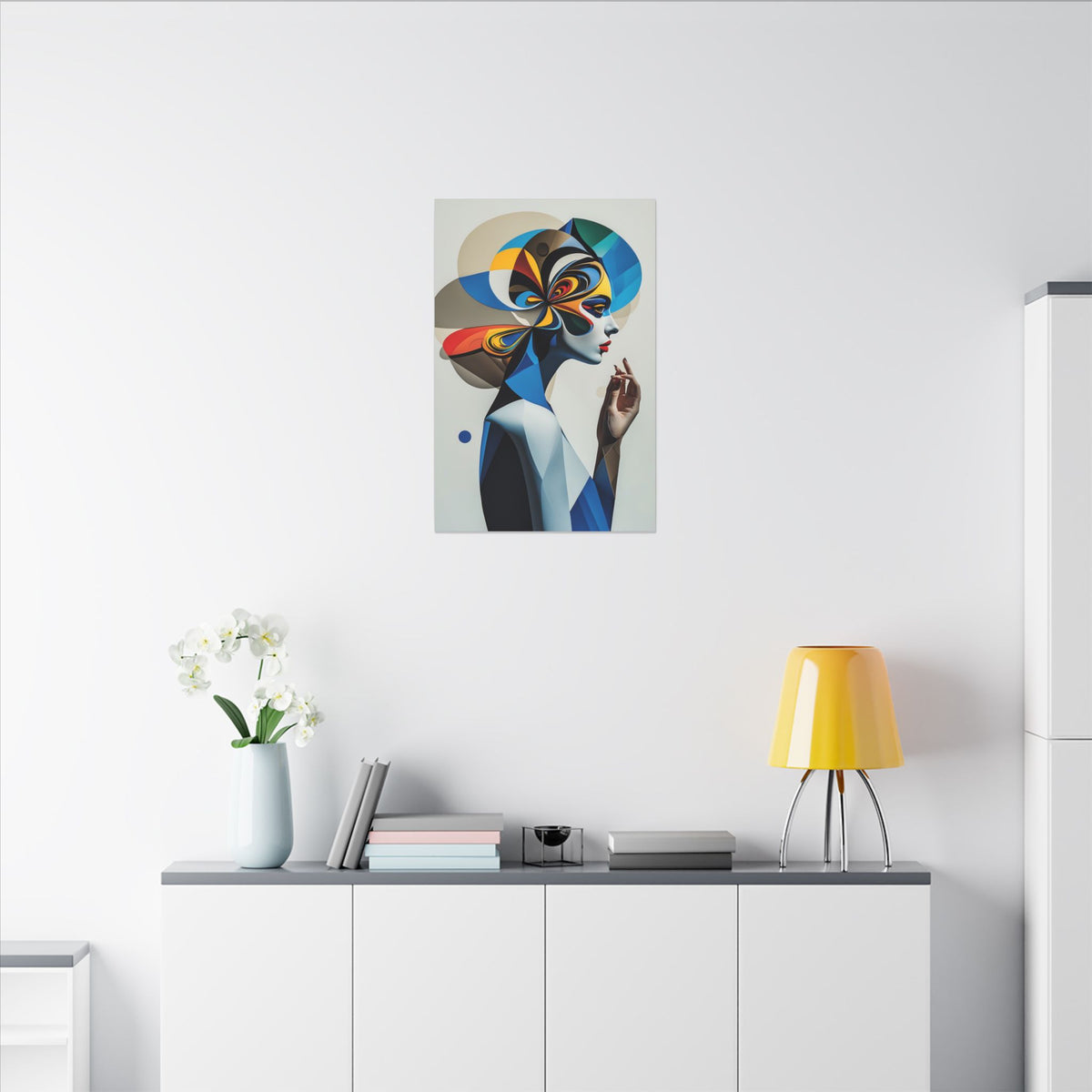 The Shape of Thought – Futurist Geometric Female Portrait Canvas Print