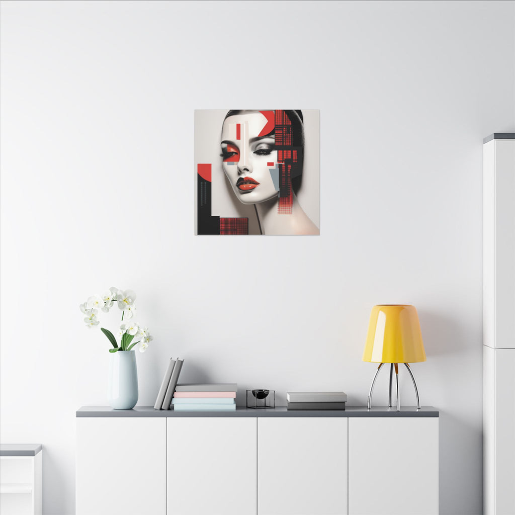 Red Syntax – Geometric Fashion Portrait Canvas Print