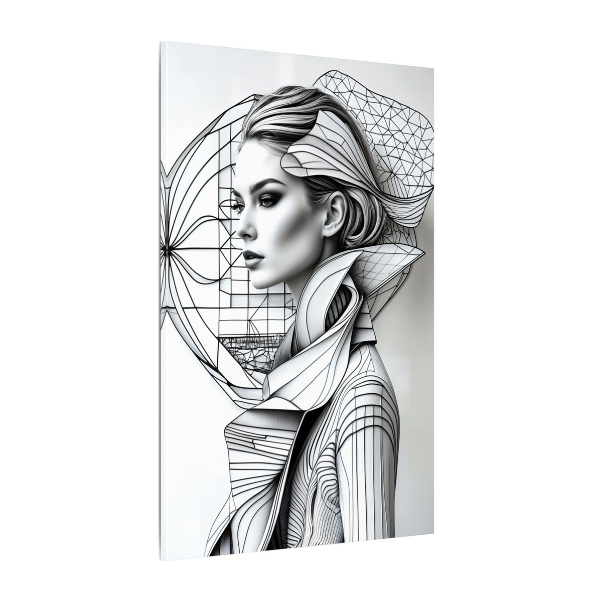 Form of Becoming – Monochrome Futurist Female Portrait Canvas Print